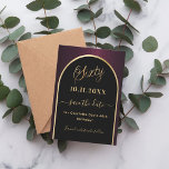 60th birthday black burgundy gold arch save the date<br><div class="desc">A Save the Date card for a 60th birthday party.  A black and burgundy background,  decorated with a faux gold arch. Personalise and add a date and your name. The text: Sixty and Save the Date is written with a large trendy hand lettered style script.</div>