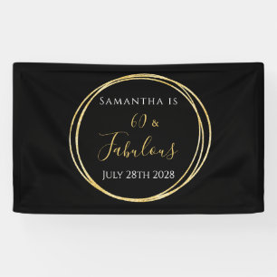 60th Birthday Black Gold Birthday Party Banner