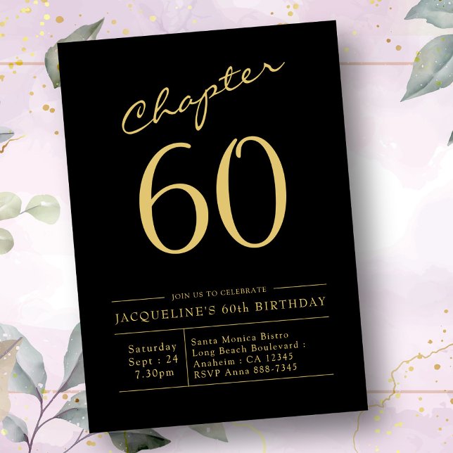60th Birthday Black Gold Chapter 60 Invitation (Creator Uploaded)