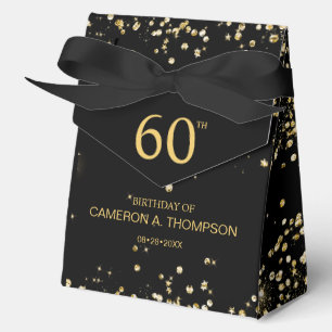 60th Birthday  Black & Gold Confetti Personalized Favour Box