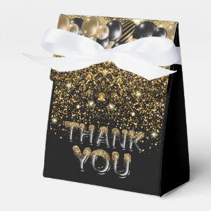 60th Birthday Black Gold Glitter Personalised Favour Box