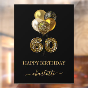 60th birthday black gold leopard name script
