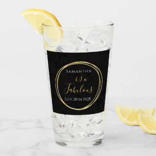 60th Birthday Black Gold Personalised Party Favour Glass
