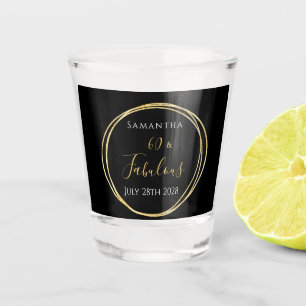 60th Birthday Black Gold Personalized Party Favor Shot Glass