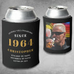 60th Birthday Black Gold With Photo<br><div class="desc">Personalised Birthday add your name and year can cooler with your photo on the rear. Edit the name and year with the template provided. A wonderful custom birthday party accessory. More gifts and party supplies available with the "setting standards" design in the store.</div>