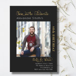 60th Birthday Black Invitation<br><div class="desc">A modern and minimalist 60th birthday invitation. Our collection of elegant birthday invitation designs means you can guarantee that RSVP. The modern black and gold design touches are subtle to let the radiance of your photograph shine through.</div>
