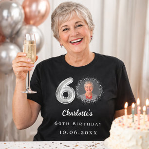 60th birthday black silver photo T-Shirt