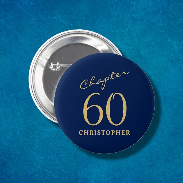 60th Birthday Blue Gold 6 Cm Round Badge (Creator Uploaded)