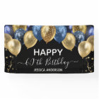 60th Birthday Blue Gold Balloons Banner