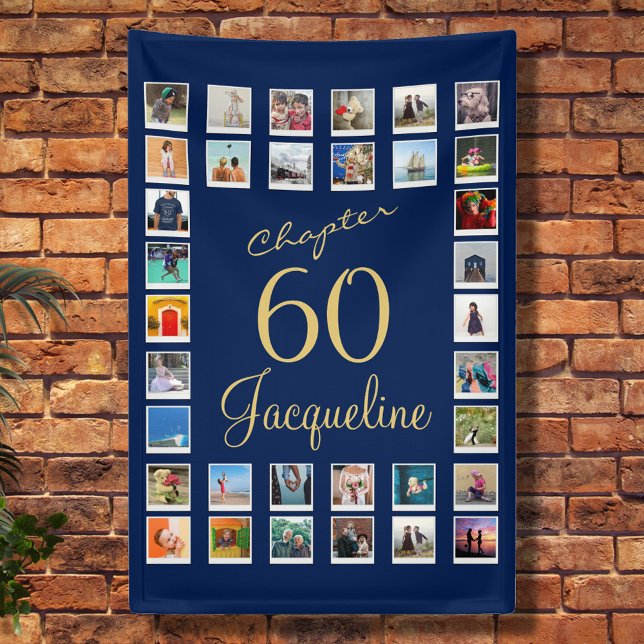 60th Birthday Blue Gold Banner (Creator Uploaded)