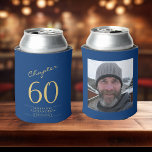60th Birthday Blue Gold Photo Template Can Cooler<br><div class="desc">Celebrate your loved one's birthday in style with a personalised blue and gold birthday can cooler featuring their favourite photo. Discover how this high-quality,  customisable cooler can elevate any birthday celebration and create a lasting impression for the birthday honoree.</div>