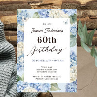 60th Birthday Blue Hydrangea Adult Garden