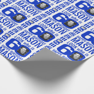 60th birthday blue look 60 custom photo name wrapping paper