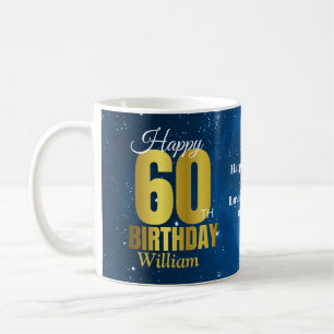 60th Birthday Blue Space Typography Coffee Mug