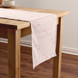 60th birthday blush pink hello sixty short table runner