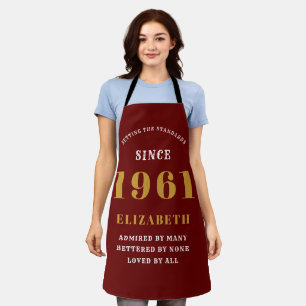 60th Birthday Born 1961 Red Gold Lady's Apron