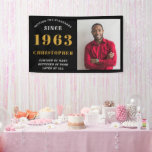 60th Birthday Born 1963 Add Name Black Gold Photo Banner<br><div class="desc">Personalized Birthday add your name and year banner. Edit the name,  year and photo with the template provided. A wonderful custom birthday party accessory. More gifts and party supplies available with the "setting standards" design in the store.</div>