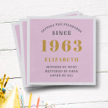 60th Birthday Born 1963 Add Name Pink Grey<br><div class="desc">Personalised Birthday add your name and year paper napkin. Edit the name and year with the template provided. A wonderful custom birthday party accessory. More gifts and party supplies available with the "setting standards" design in the store.</div>
