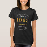 60th Birthday Born 1963 Add Name T-Shirt<br><div class="desc">Personalized Birthday add your name and year T-shirt. Edit the name and year with the template provided. A wonderful custom birthday T-shirt. More gifts and party supplies available with the "setting standards" design in the store.</div>