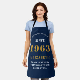 60th Birthday Born 1963 Blue Gold Lady's Apron