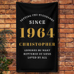 60th Birthday Born 1964 Add Name Black Gold Banner<br><div class="desc">60th Birthday Party Wall Banner - Customisable Black and Gold Decorative Piece. Celebrate an impressive milestone with our 60th Birthday Party Wall Banner. This one-of-a-kind black and gold banner is not just a decoration, it's a statement piece. Customisable to your preferences, it's an elegant and fun way to mark the...</div>