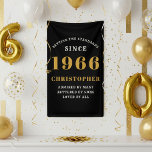 60th Birthday Born 1966 Add Name Black Gold Banner<br><div class="desc">60th Birthday Party Wall Banner - Customizable Black and Gold Decorative Piece. Celebrate an impressive milestone with our Birthday Party Wall Banner. This one-of-a-kind black and gold banner is not just a decoration, it's a statement piece. Customizable to your preferences, it's an elegant and fun way to mark the start...</div>
