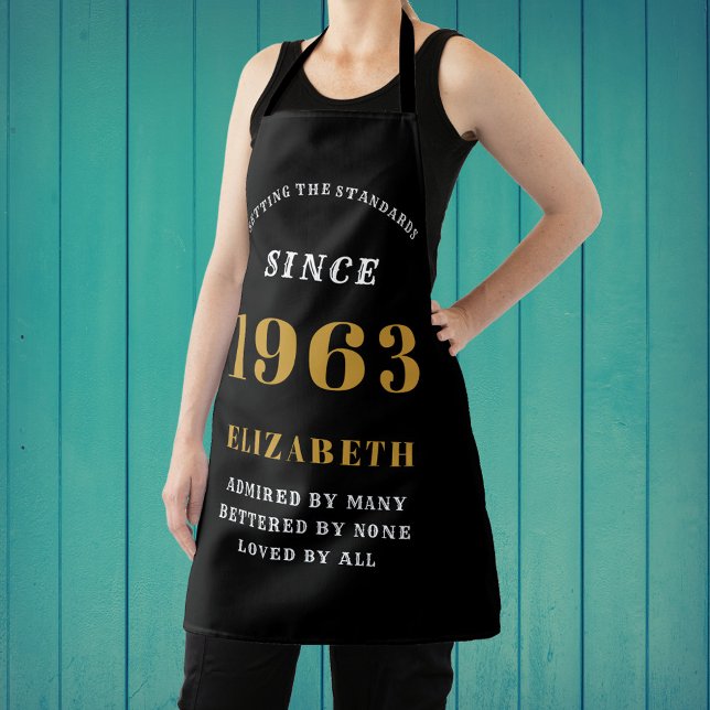 60th Birthday Born 1973 Black Gold Lady's Apron (Creator Uploaded)