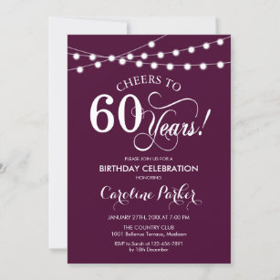 60th Birthday - Burgundy White Invitation