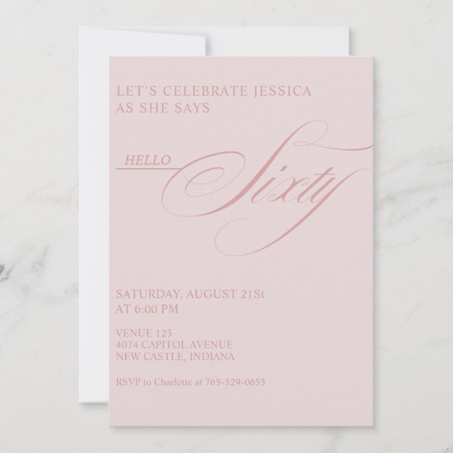 60th Birthday Caligraphy Modern Elegant Invitation (Front)