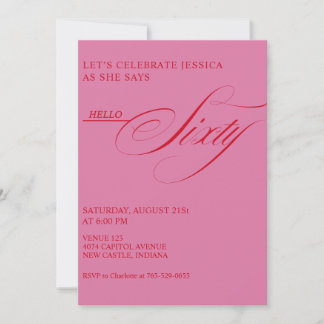 60th Birthday Caligraphy Modern Elegant Invitation