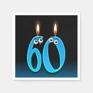 60th birthday candle with eyeballs napkin