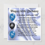 60th Birthday Card  -  Brother<br><div class="desc">A great card for a brother on his 60th Birthday</div>