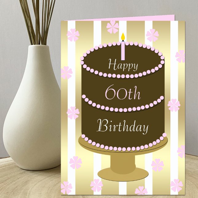 60th Birthday Card Cake in Pink (Creator Uploaded)