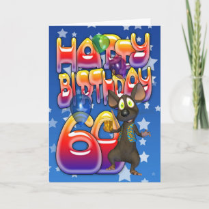 60th Birthday Card cute with little mouse