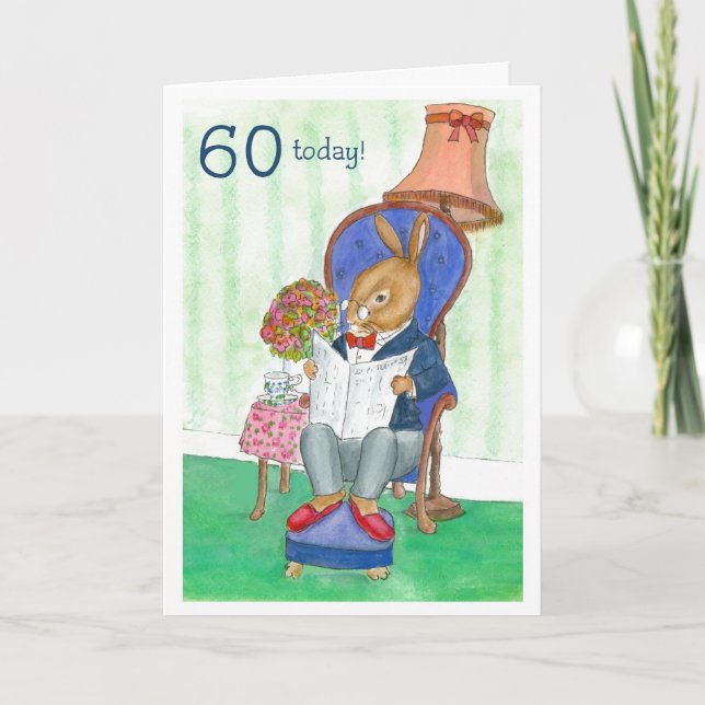 60th Birthday Card - Mr Rabbit (Front)