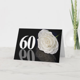 60th Birthday Card with a classic white rose