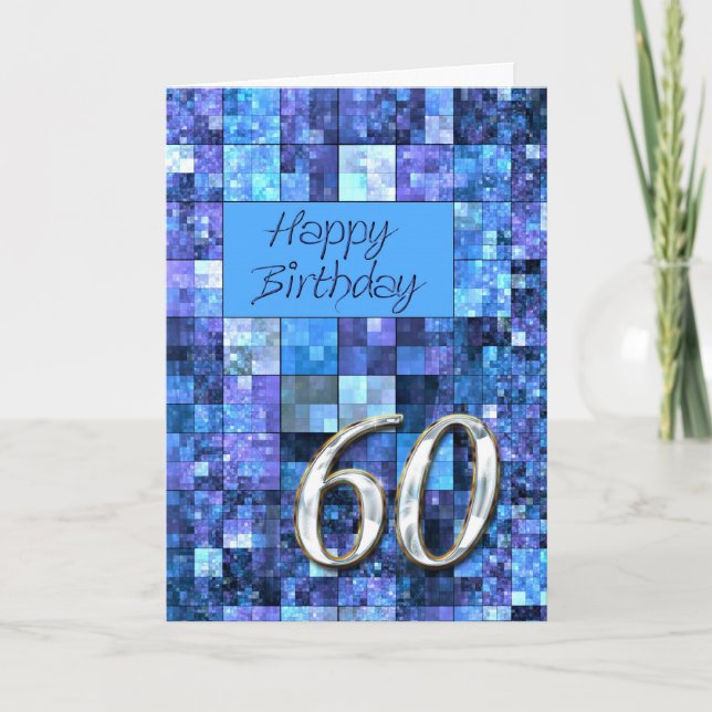 60th Birthday card with abstract squares. (Front)