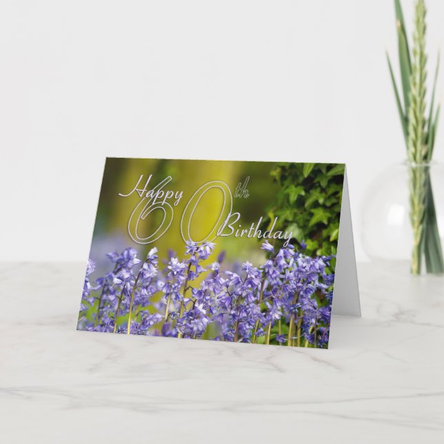 60th Birthday Card With Bluebells - Floral 60th Bi (Front)