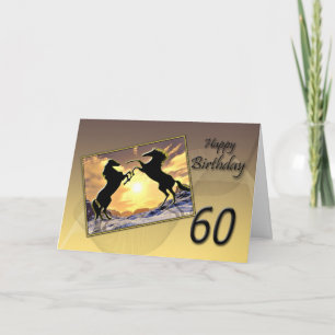 60th Birthday card with rearing horses