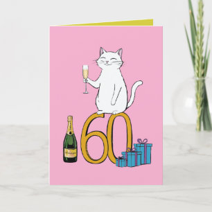 60th birthday cat celebration 60 years sixty thank you card