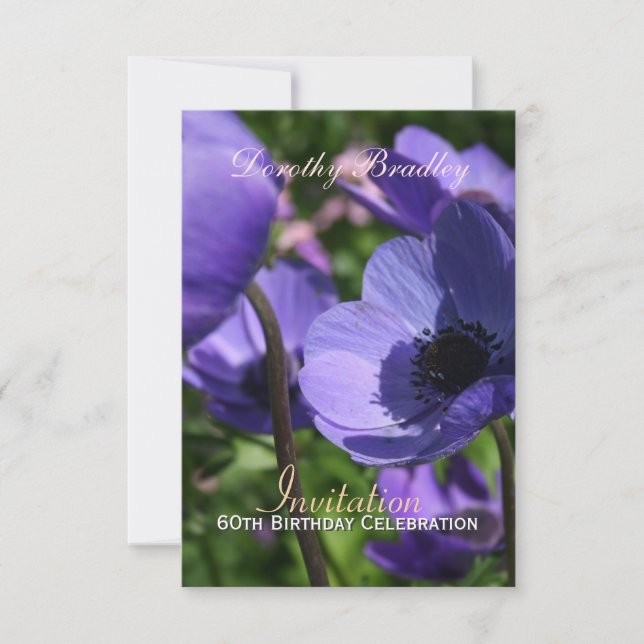 60th Birthday Celebration Anemone Custom Invite (Front)