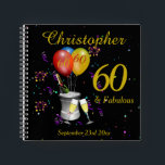 60th Birthday Celebration Black Party Guest Notebook<br><div class="desc">A stylish 60th birthday party guest book, with sparkling wine bucket glasses , age balloons and confetti all on a black background with gold coloured text. This fabulous birthday guest book makes a fabulous gift or party memento. Perfect for milestone birthdays such as 40th, 50th 60th 70th 80th 90th and...</div>