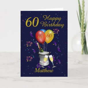 60th Birthday Celebration Navy Gold Card