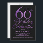 60th Birthday Celebration Purple Invitation<br><div class="desc">60th birthday celebration invitation in black and gold</div>