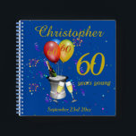 60th Birthday Champagne Blue Party Guest Notebook<br><div class="desc">A stylish 60th birthday party guest book, with champagne bucket glasses , age balloons and confetti all on a blue background with gold coloured text. This fabulous birthday guest book makes a fabulous gift or party memento. Perfect for milestone birthdays such as 40th, 50th 60th 70th 80th 90th and 100th....</div>