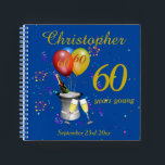 60th Birthday Champagne Blue Party Guest Notebook<br><div class="desc">A stylish 60th birthday party guest book, with champagne bucket glasses , age balloons and confetti all on a blue background with gold coloured text. This fabulous birthday guest book makes a fabulous gift or party memento. Perfect for milestone birthdays such as 40th, 50th 60th 70th 80th 90th and 100th....</div>