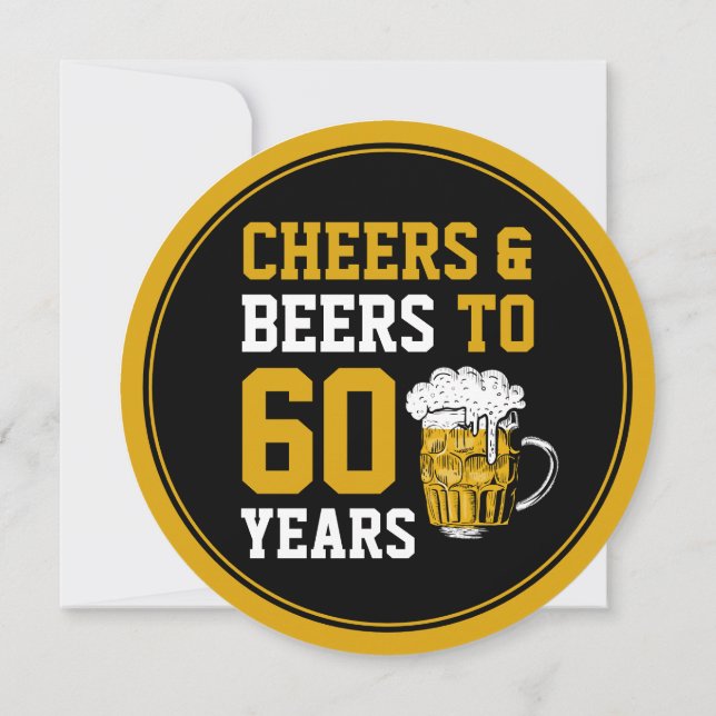 60th Birthday Cheers and Beers to 60 Years Modern Invitation (Back)