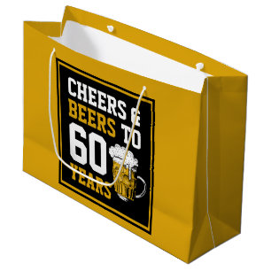 60th Birthday Cheers & Beers to 60 Years Large Gift Bag