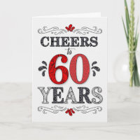 60th Birthday Cheers in Red White Black Pattern