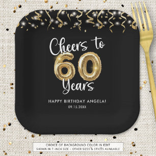 60th Birthday Cheers to 60 Years Custom Colour Paper Plate